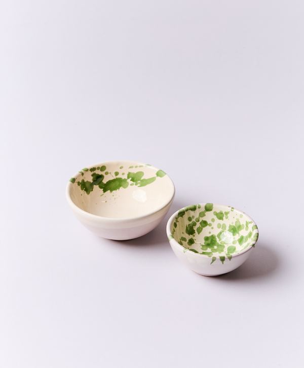 Montegranaro Green & White Splatterware Oil & Salt Dish Set - alternate view