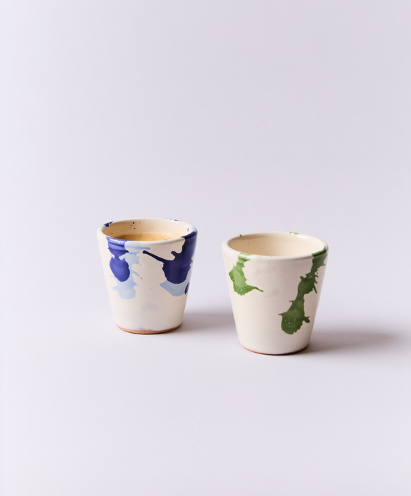 Montegranaro Green & White Splatterware Espresso/Shot Cup