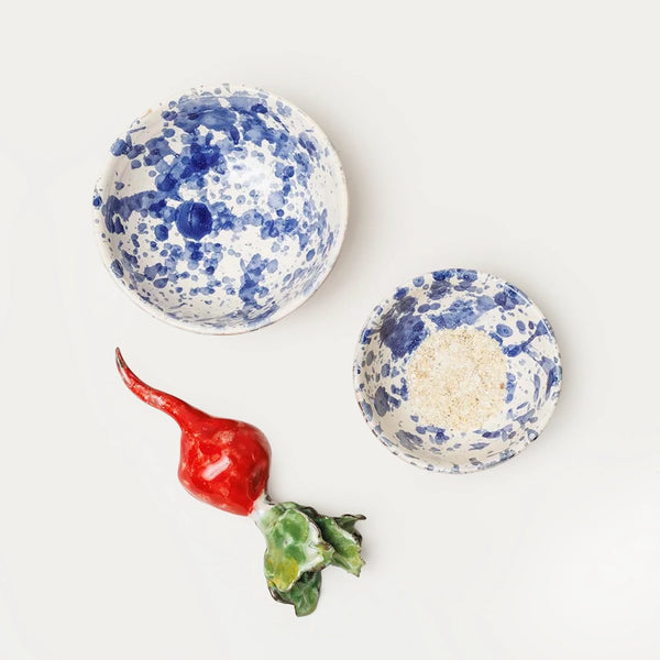 Montegranaro Blue & White Splatterware Oil & Salt Dish Set