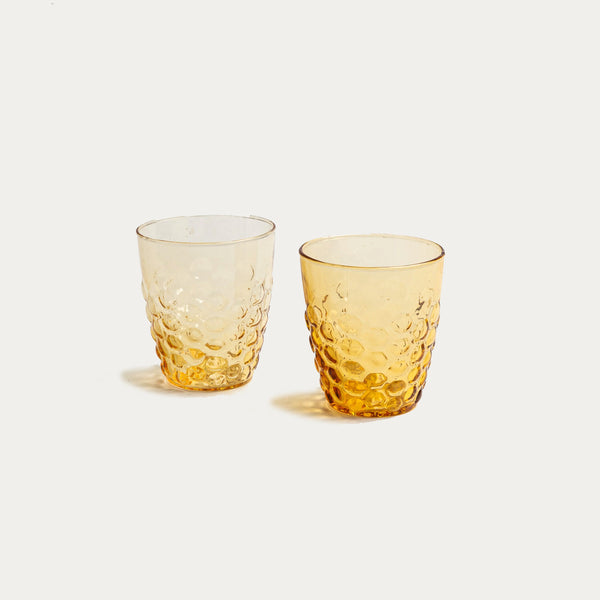 Pienza Honeycomb Patterned Glass Tumbler Set of 2 - Amber
