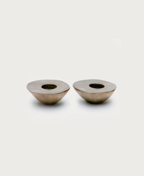 Jill Platner Bronze 'Meteor' Candlestick Holder (Set of 2)
