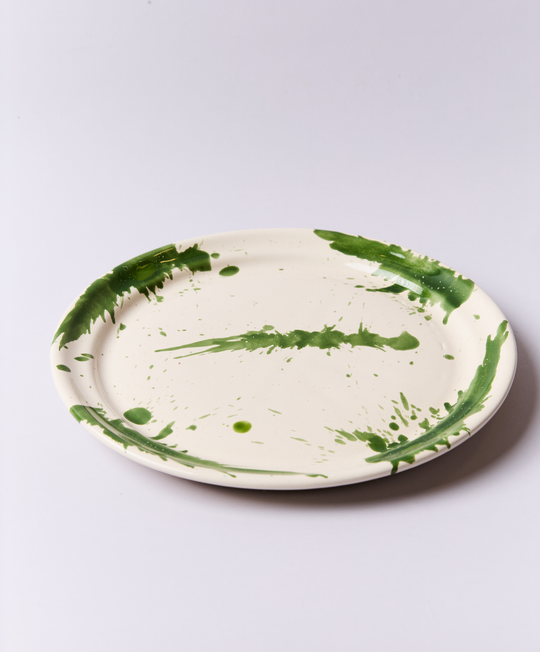 Montegranaro Green & White Splatterware Dinner Plate