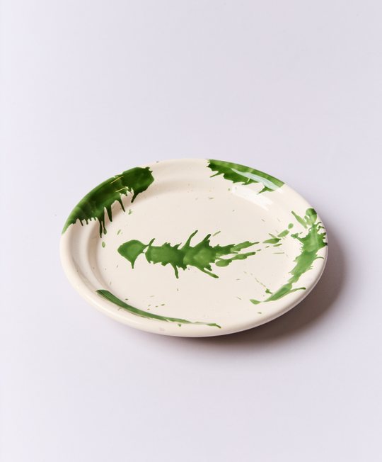 Montegranaro Green & White Splatterware Side Plate