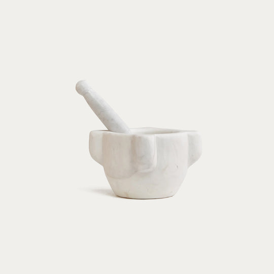 Carrara White Marble Mortar & Pestle Set