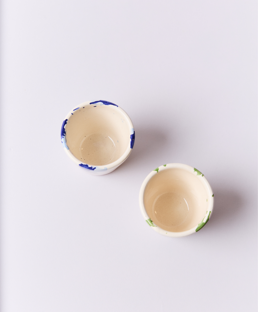 Montegranaro Green & White Splatterware Espresso/Shot Cup