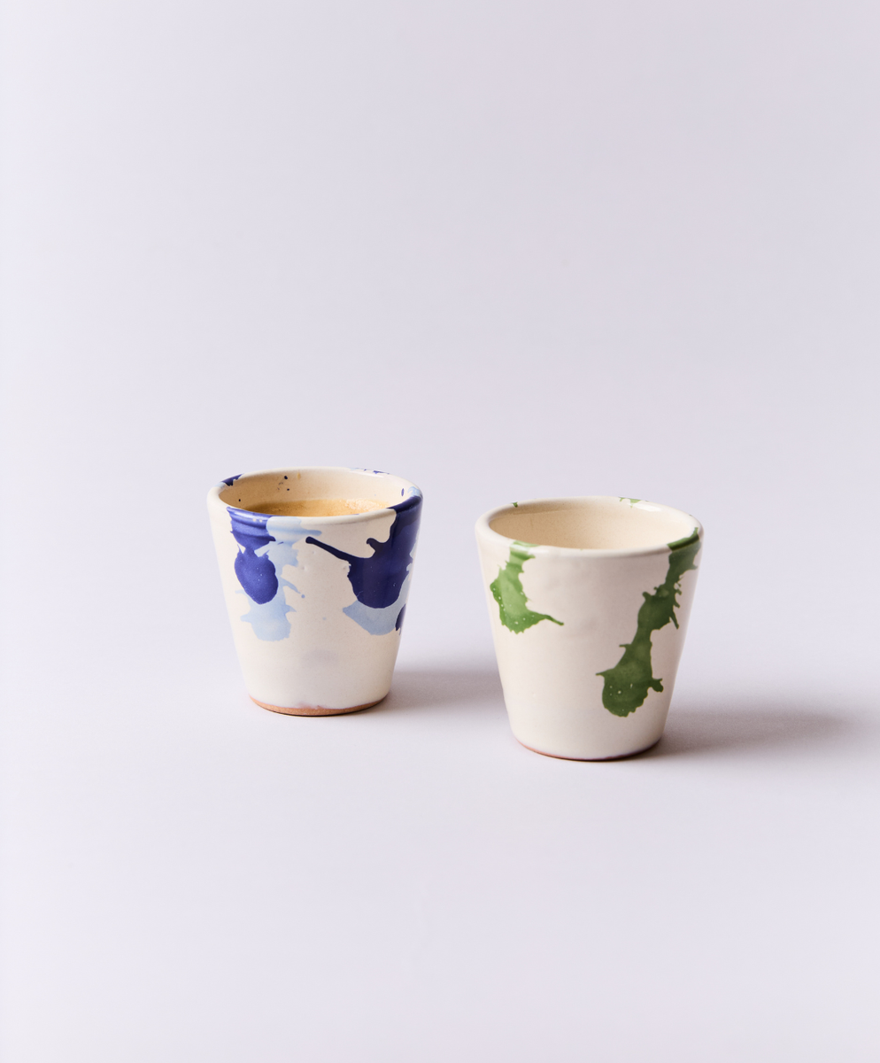 Montegranaro Green & White Splatterware Espresso/Shot Cup