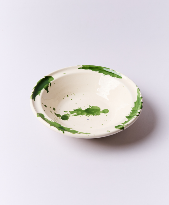 Montegranaro Green & White Splatterware Pasta Dish