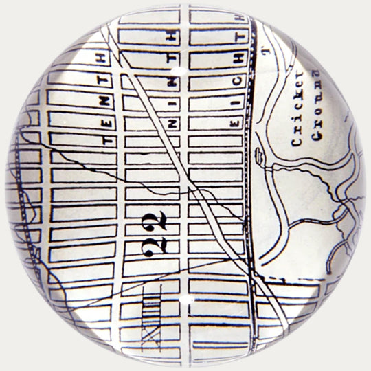 New York Map Upper West Side Dome Paperweight