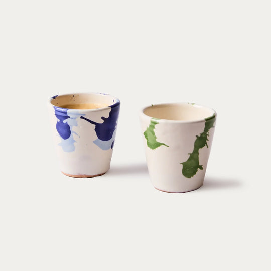Montegranaro Green & White Splatterware Espresso/Shot Cup