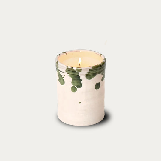 Green & White Splatterware Scented Candle