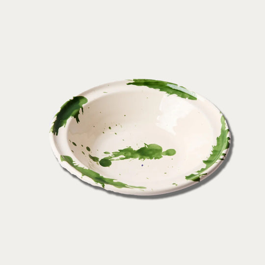 Montegranaro Green & White Splatterware Pasta Dish