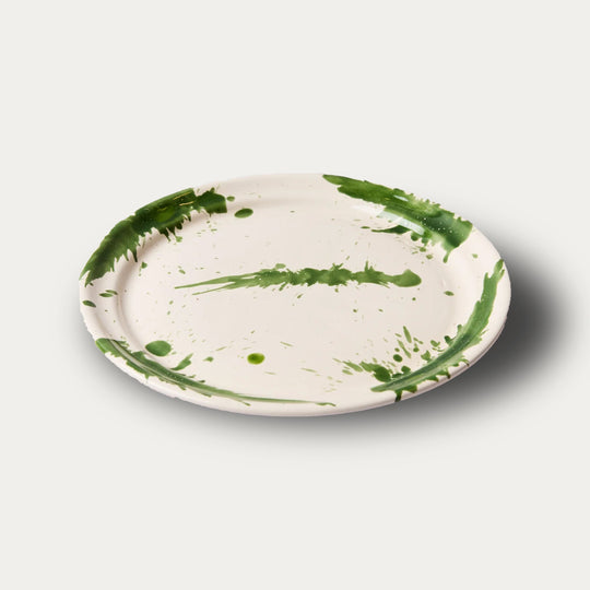 Montegranaro Green & White Splatterware Dinner Plate