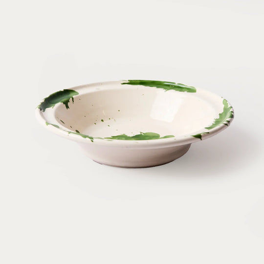 Montegranaro Green & White Large Splatterware Serving Dish