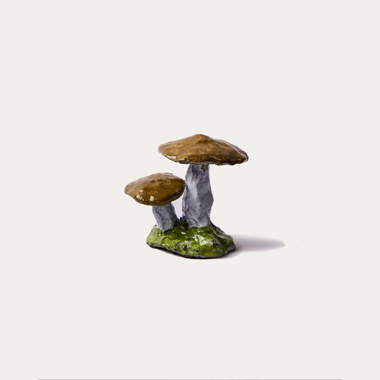 Ceramic Mushroom Statue (2 piece brown/white)