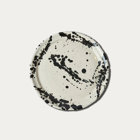 Montegranaro Black & White Splatterware Dinner Plate