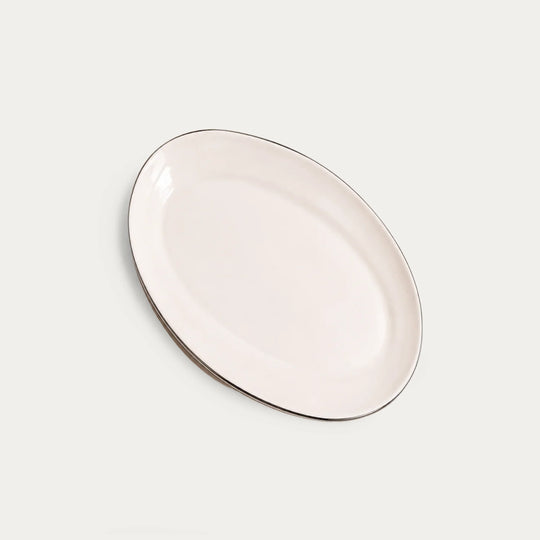 Bevagna Shallow Oval Serving Platter with Black Rim