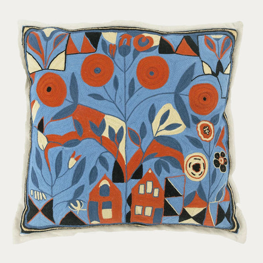 Home Sweet Home Hand Embroidered Cashmere Pillow