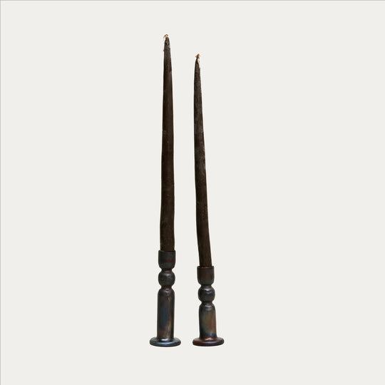 Candles and Candle Holders Set - SM/Chestnut