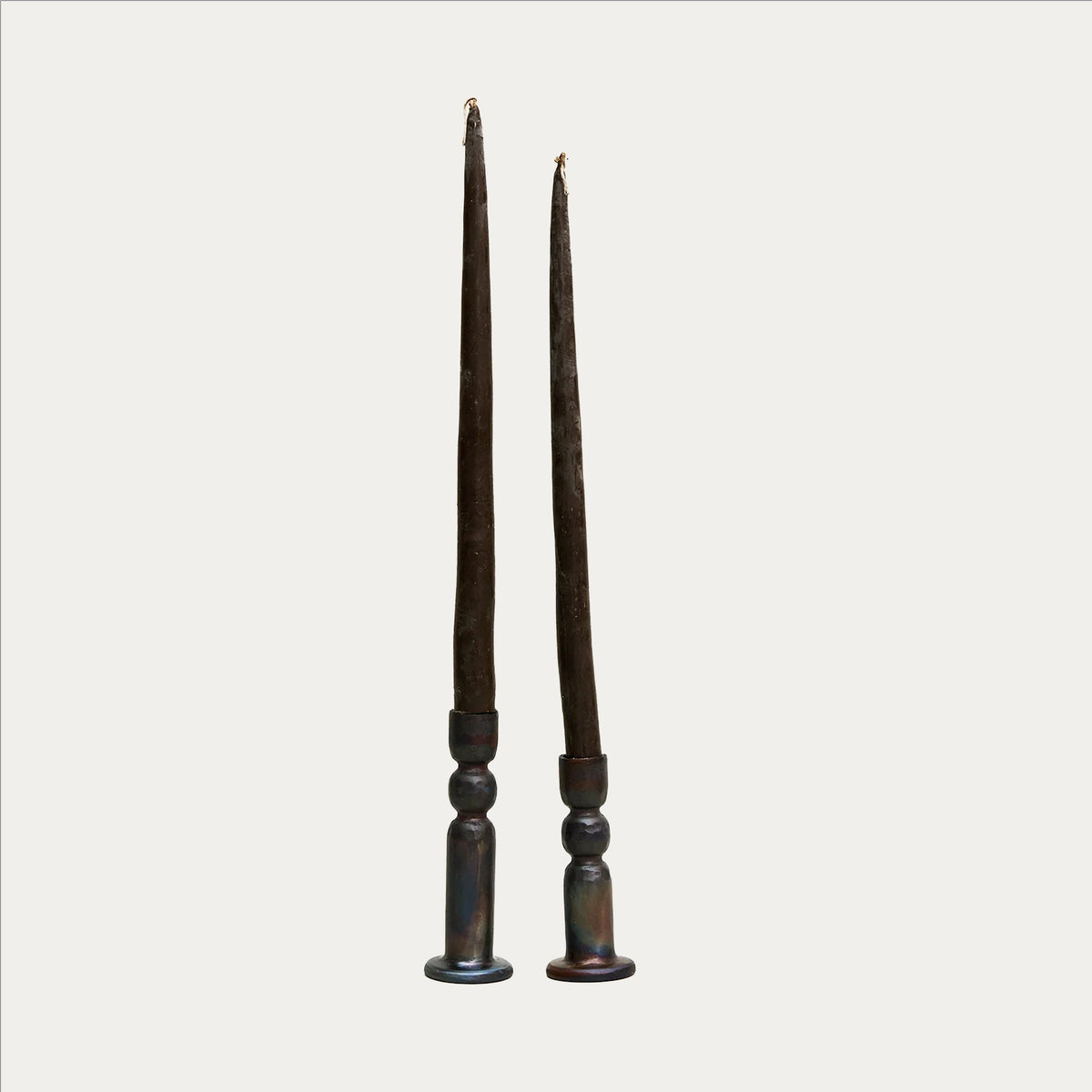 Candles and Candle Holders Set - Tall/Chestnut