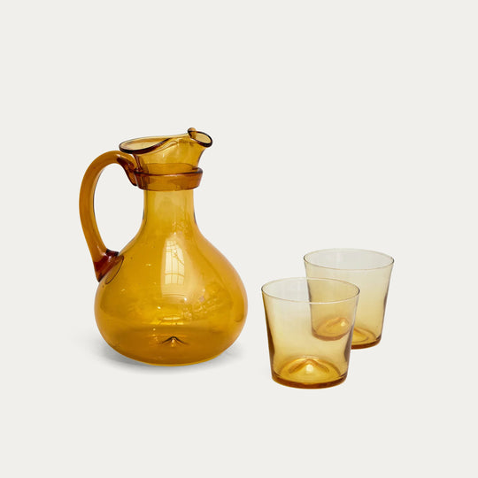 Pienza Pitcher and Glassware Set - Amber