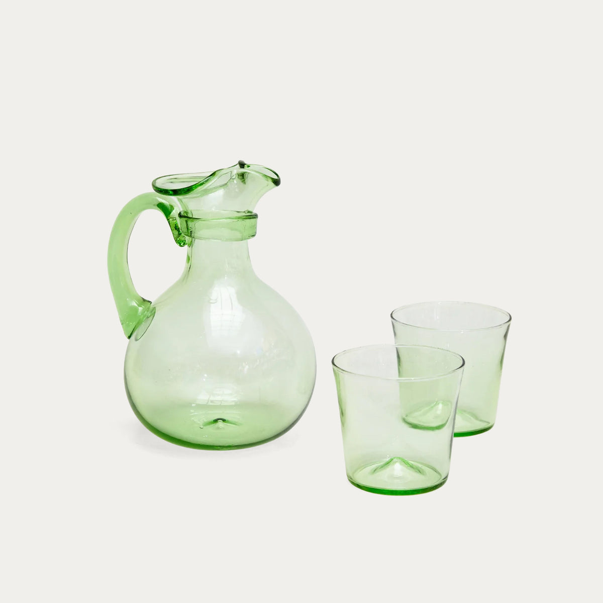 Pienza Pitcher and Glassware Set - Green