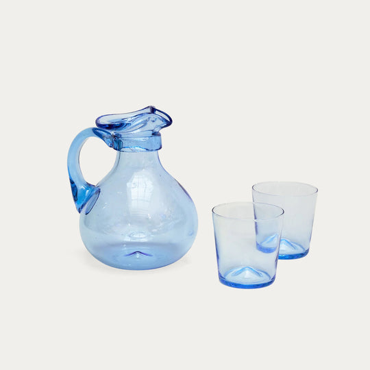 Pienza Pitcher and Glassware Set - Blue