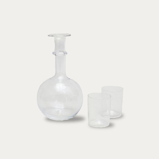 Pienza Round Decanter and Glassware Set - Clear