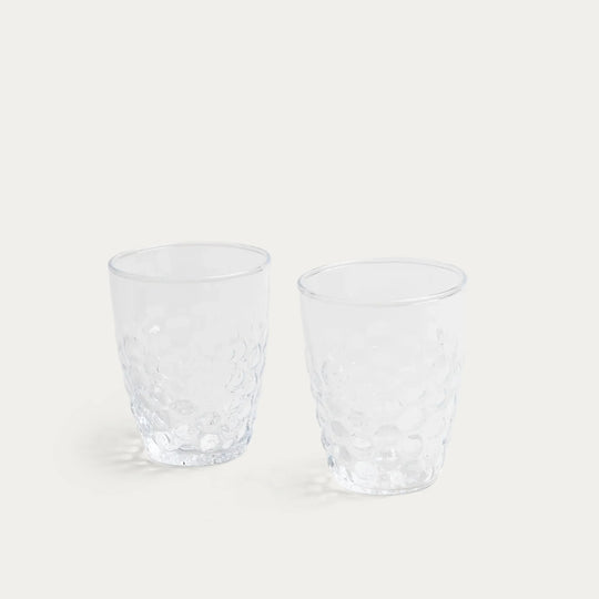 Pienza Honeycomb Patterned Glass Tumbler Set of 2 - Clear