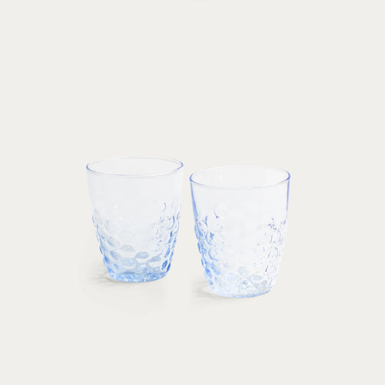 Pienza Honeycomb Patterned Glass Tumbler Set of 2 - Blue