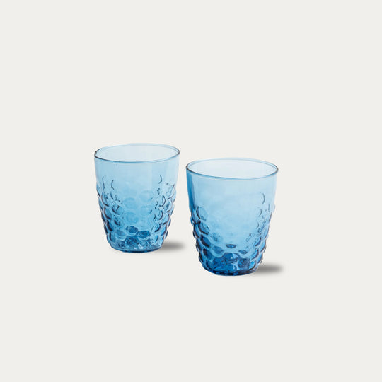 Pienza Honeycomb Patterned Glass Tumbler Set of 2 - Indigo