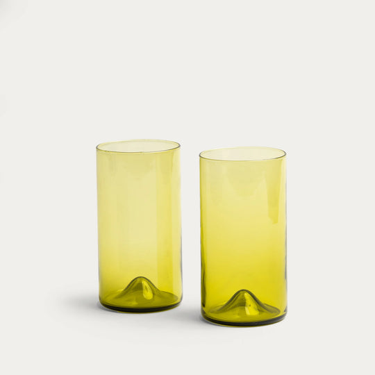 Pienza Tall Glass Set of 2 - Olive Green