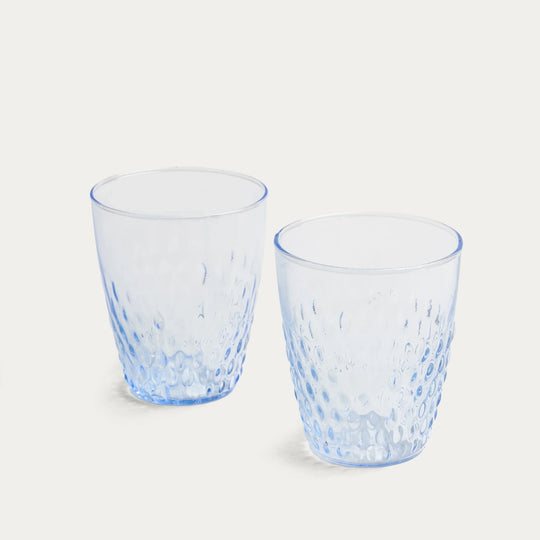 Pienza Rice Patterned Glass Tumbler Set of 2 - Blue
