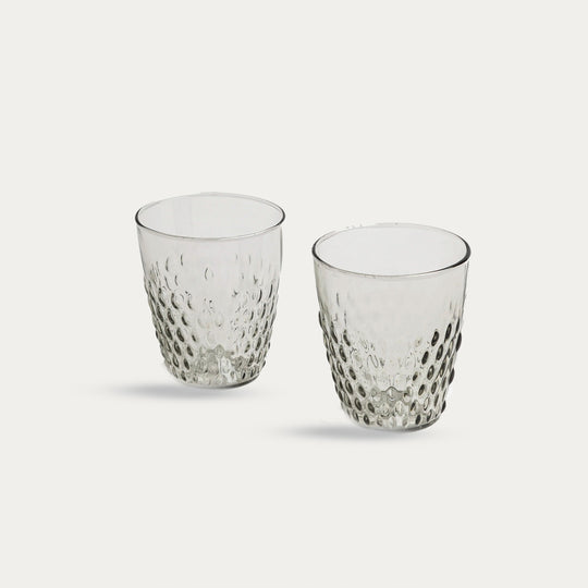 Pienza Rice Patterned Glass Tumbler Set of 2 - Smoke