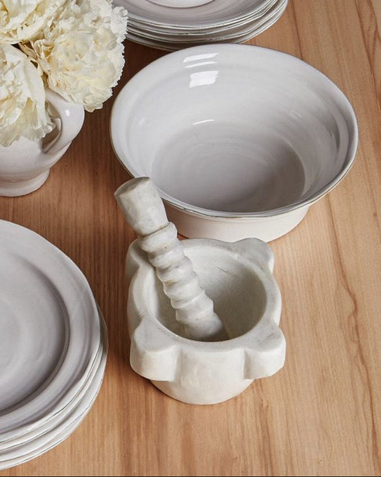 Carrara White Marble Mortar & Pestle Set