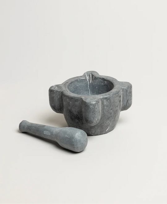 Grey Marble Mortar & Pestle Set Large