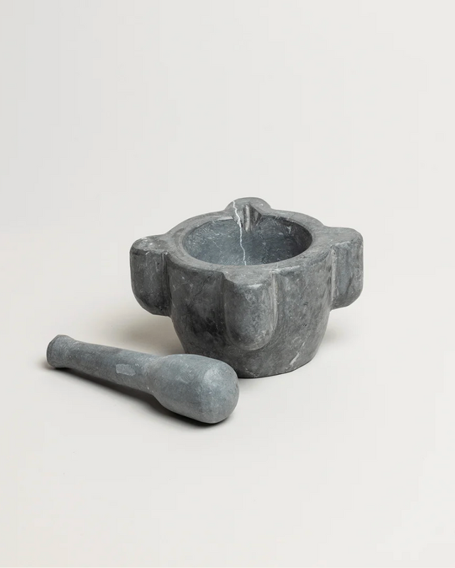Grey Marble Mortar & Pestle Set Large