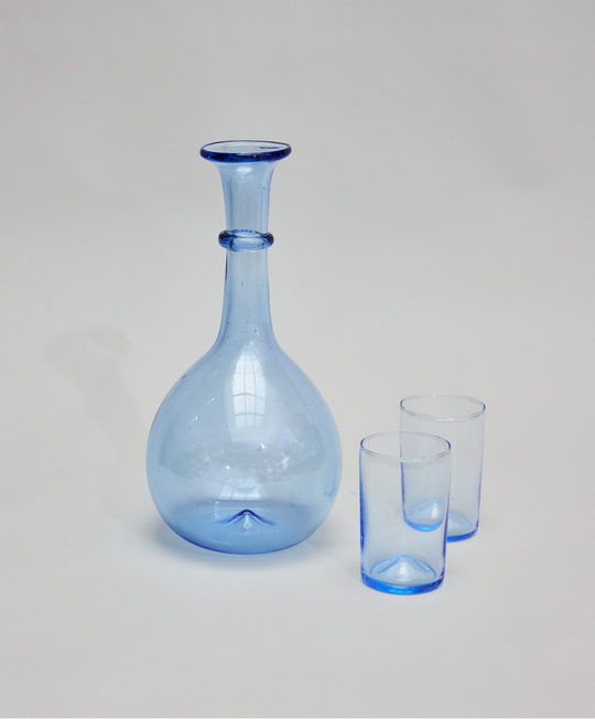 Pienza Round Decanter and Glassware Set - Blue