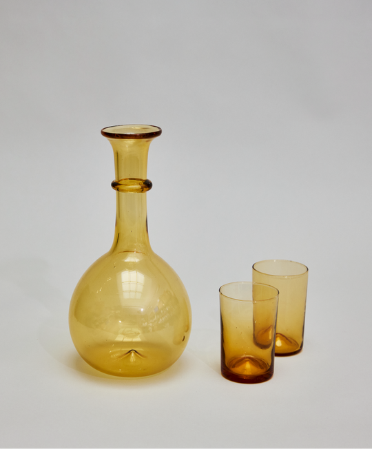 Pienza Round Decanter and Glassware Set - Amber