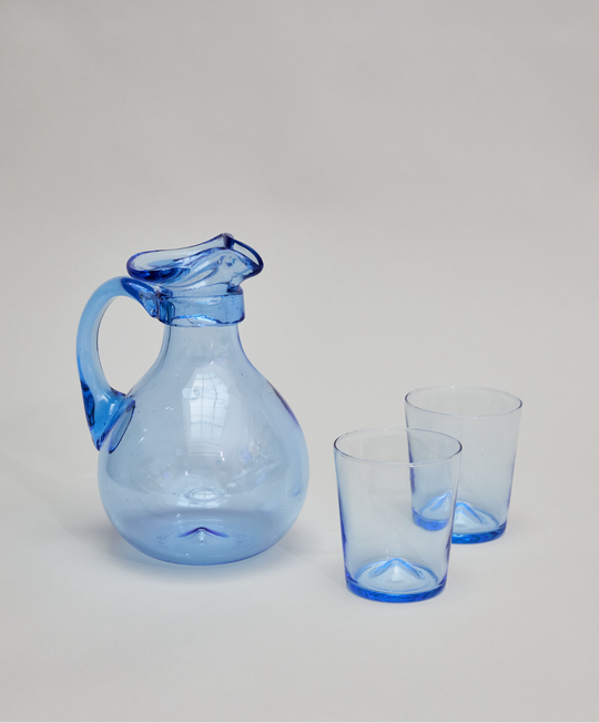 Pienza Pitcher and Glassware Set - Blue