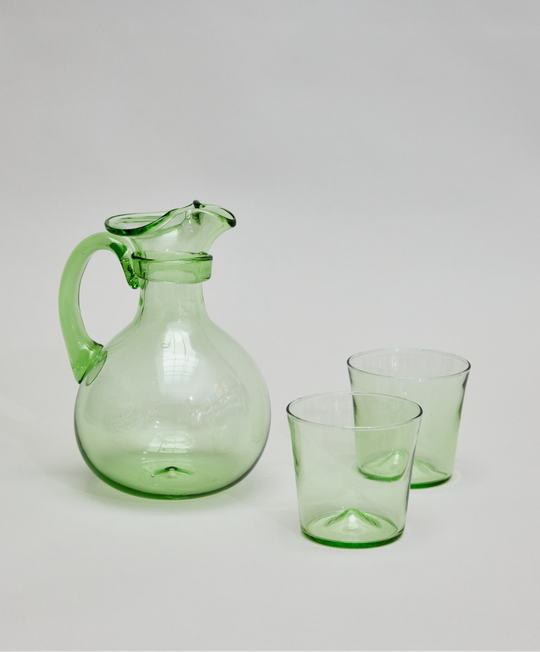 Pienza Pitcher and Glassware Set - Green