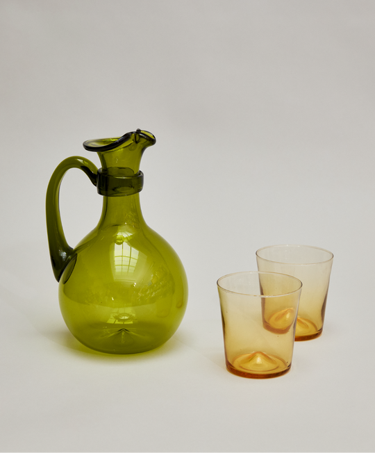 Pienza Pitcher and Glassware Set - Olive Green