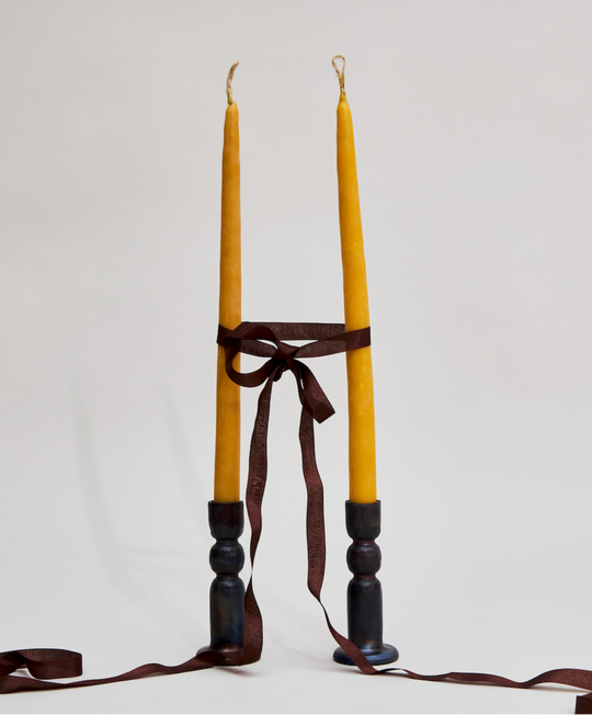 Candles and Candle Holders Set - SM/Natural