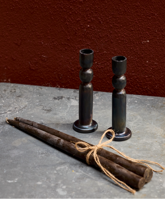 Candles and Candle Holders Set - Tall/Chestnut