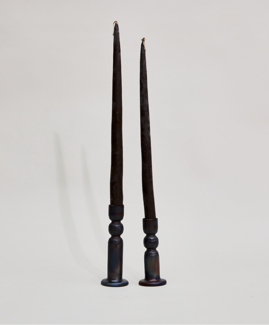 Candles and Candle Holders Set - SM/Chestnut