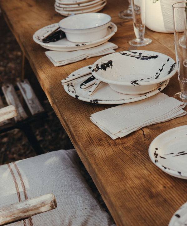 Montegranaro Black & White Splatterware Pasta Dish