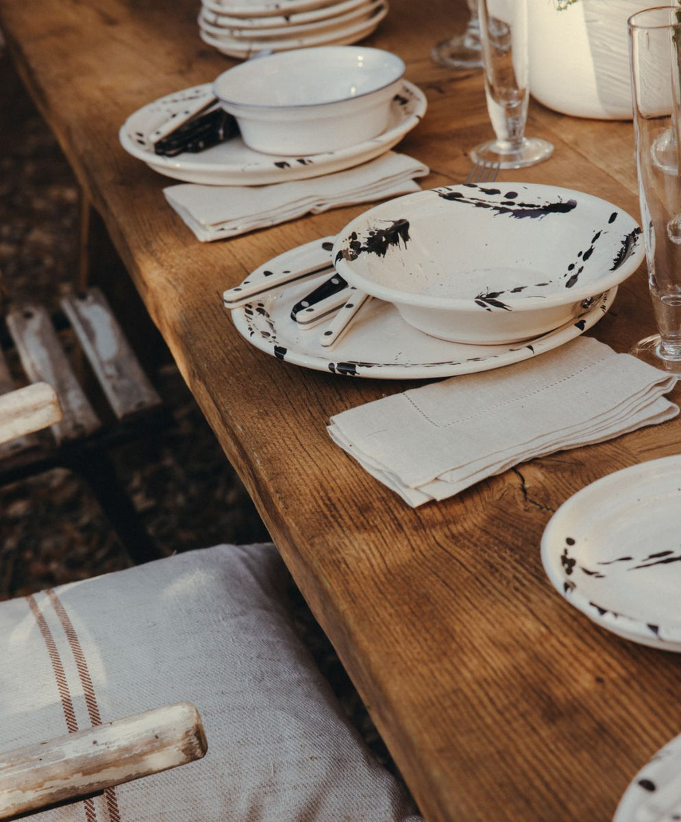 Montegranaro Black & White Splatterware Pasta Dish