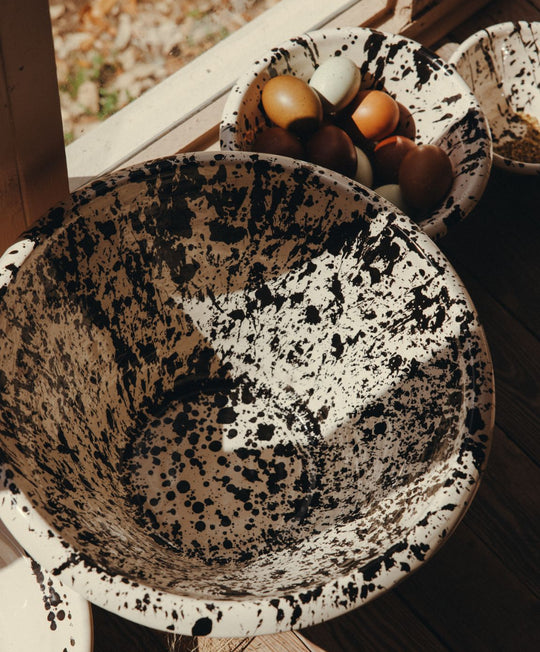 Montegranaro Large Black & White Splatterware Basin