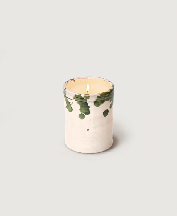 Green & White Splatterware Scented Candle