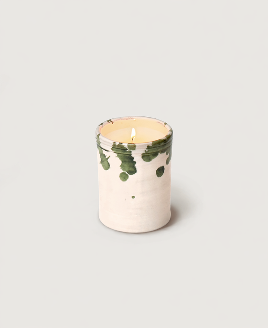 Green & White Splatterware Scented Candle