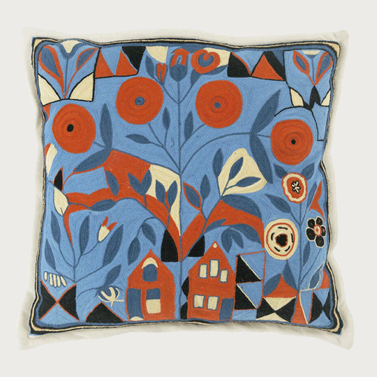 Home Sweet Home Hand Embroidered Cashmere Pillow